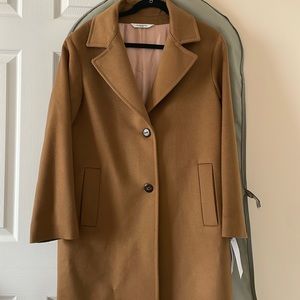 Tan Wool-Blend Single-Breasted Coat